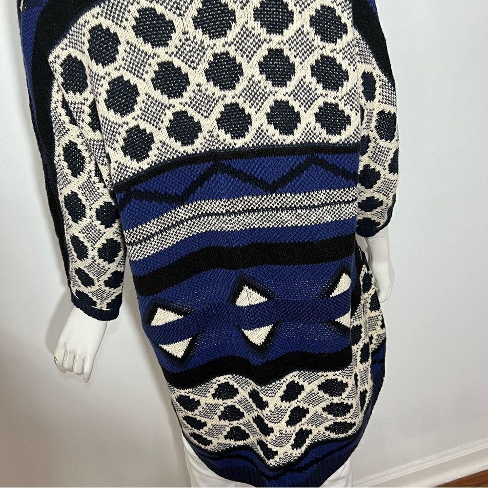 Lucky Brand Blue/Black Open‎ Front Boho Cardigan - M - Picture 11 of 14